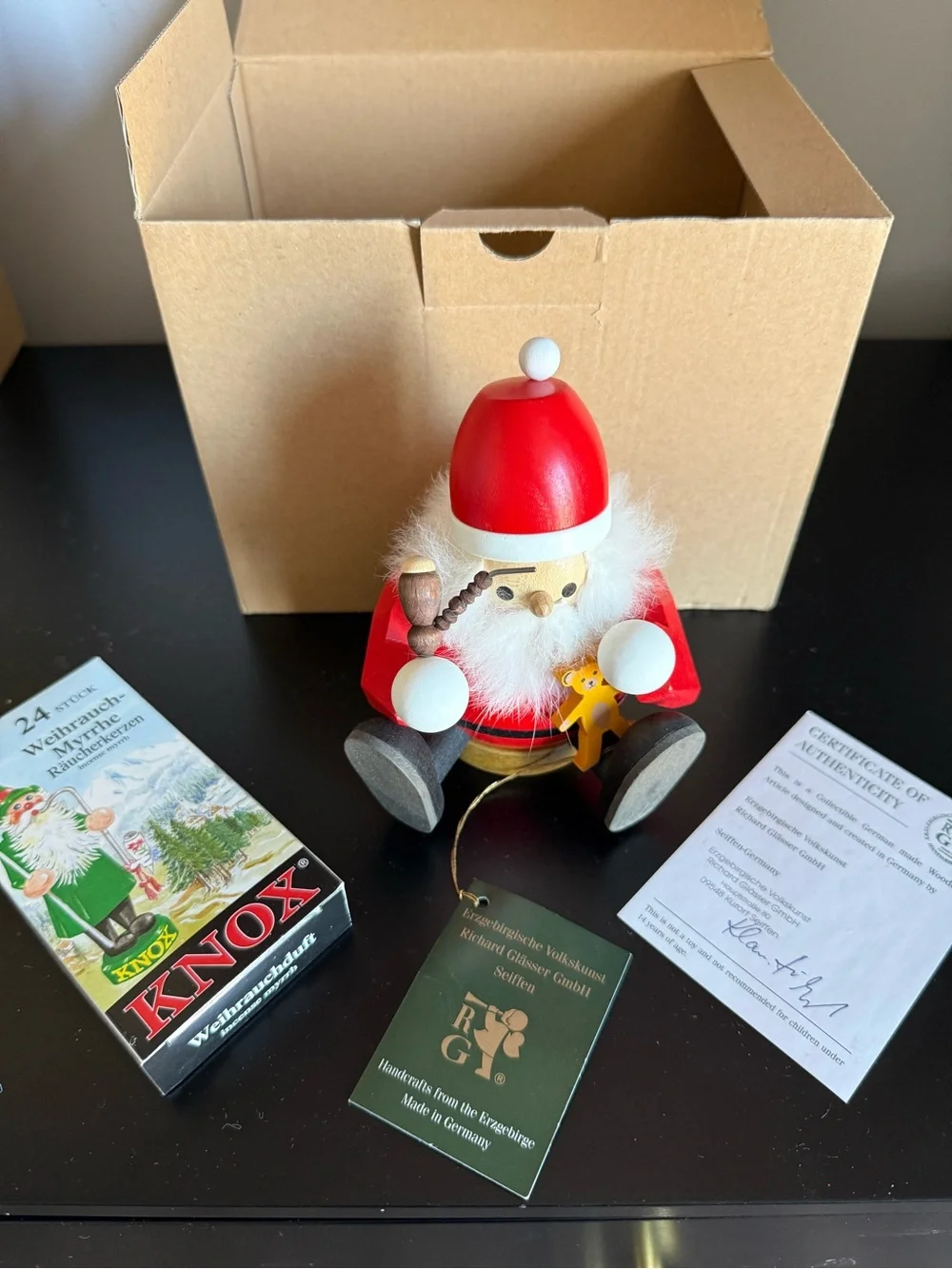 Steinbach / Erzgebirgische Richard Glässer. Santa Claus Smoker Wooden Figure.